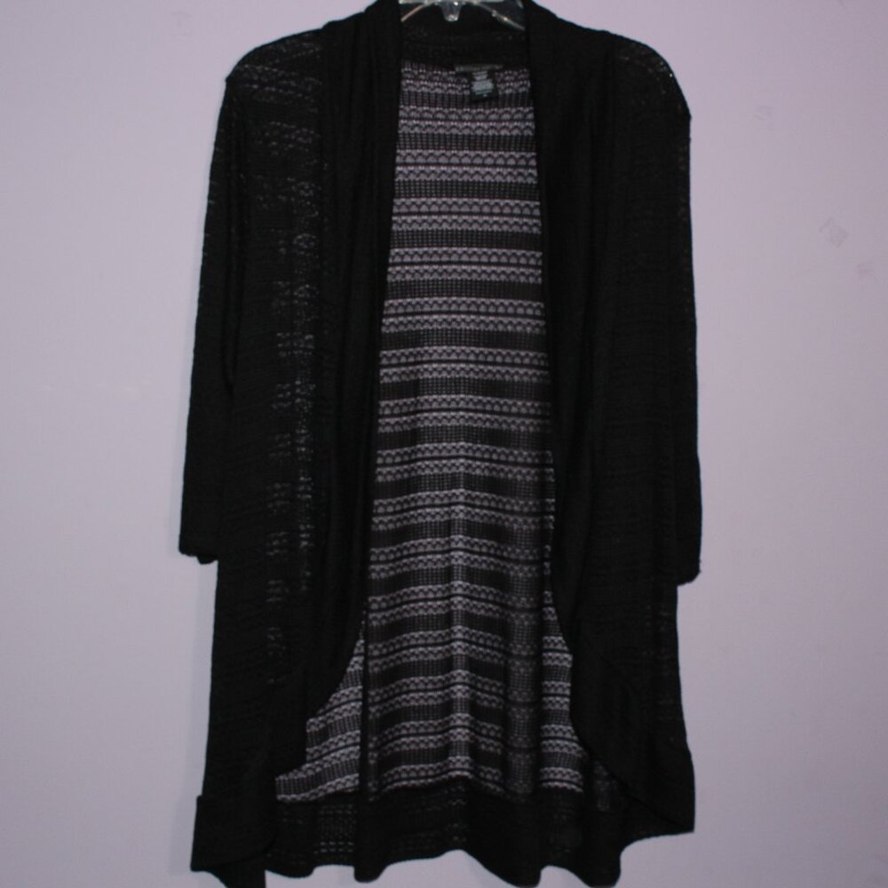 Kristin Nicole Black Lacey See Through Cardigan Size 1X with 3/4 sleeves